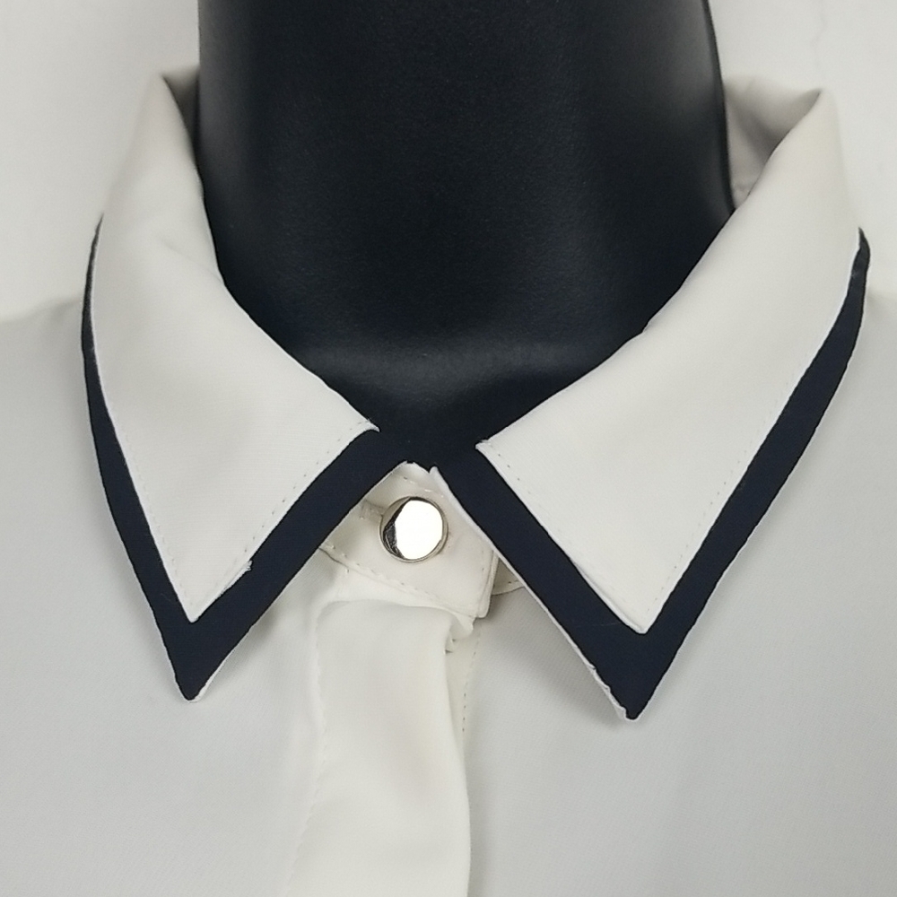 H&M Cream Button Down Shirt with Black Trim (Size 8) - Picture 2 of 11